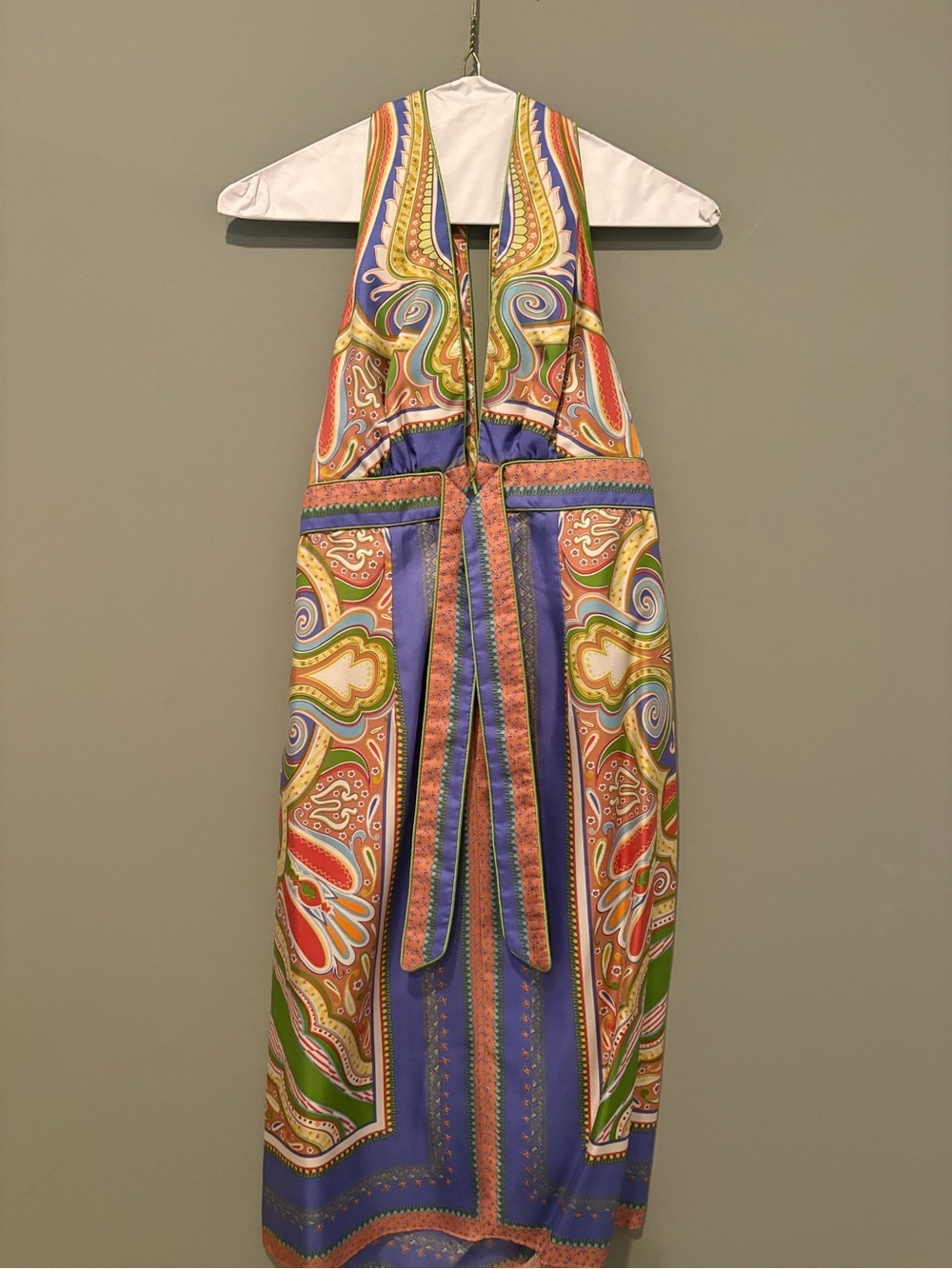 Nicole Miller Multicolor Paisley Backless Halter Maxi Dress